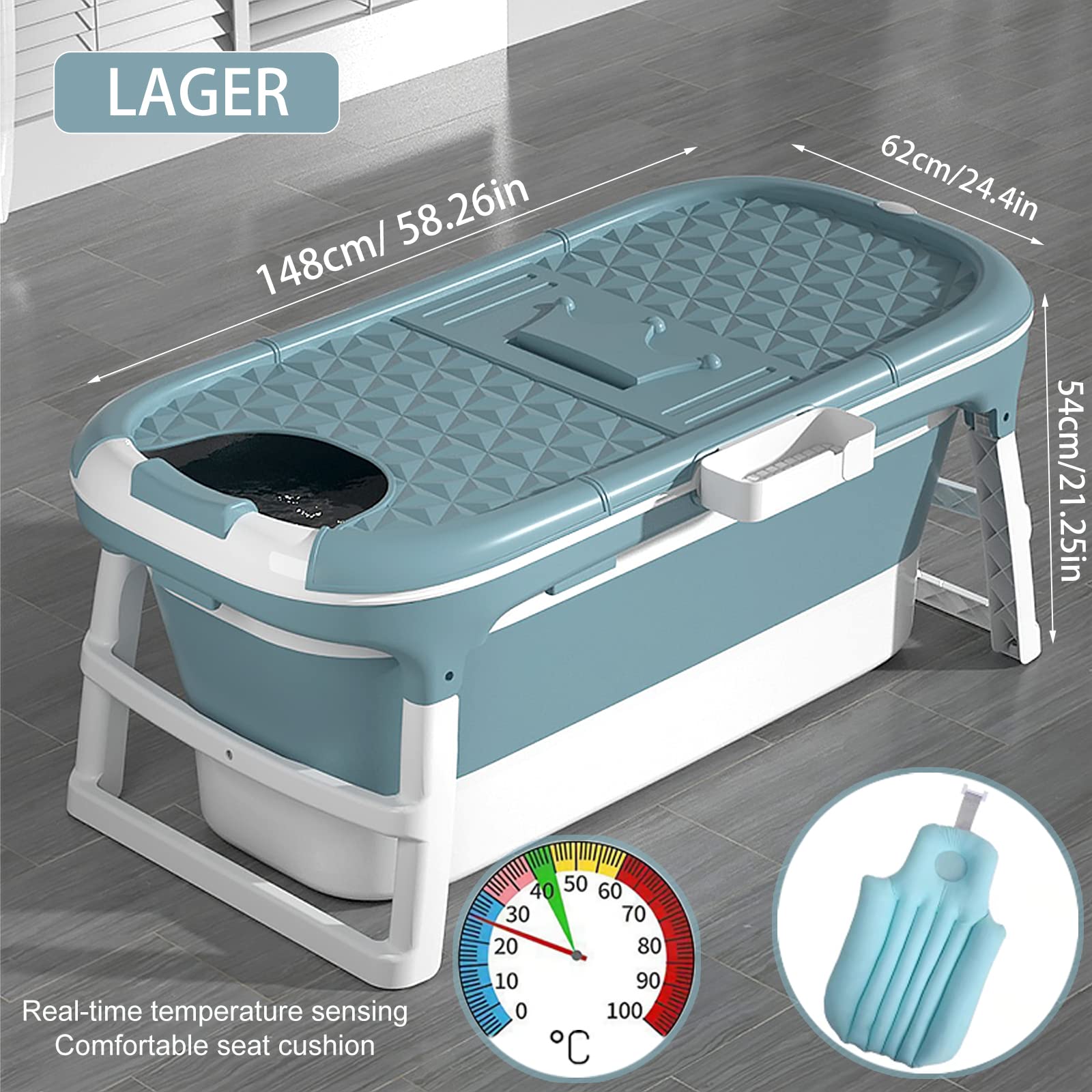 148*62cm Adult Foldable Bathtub by USOR - Australian Furniture& Homeware Store