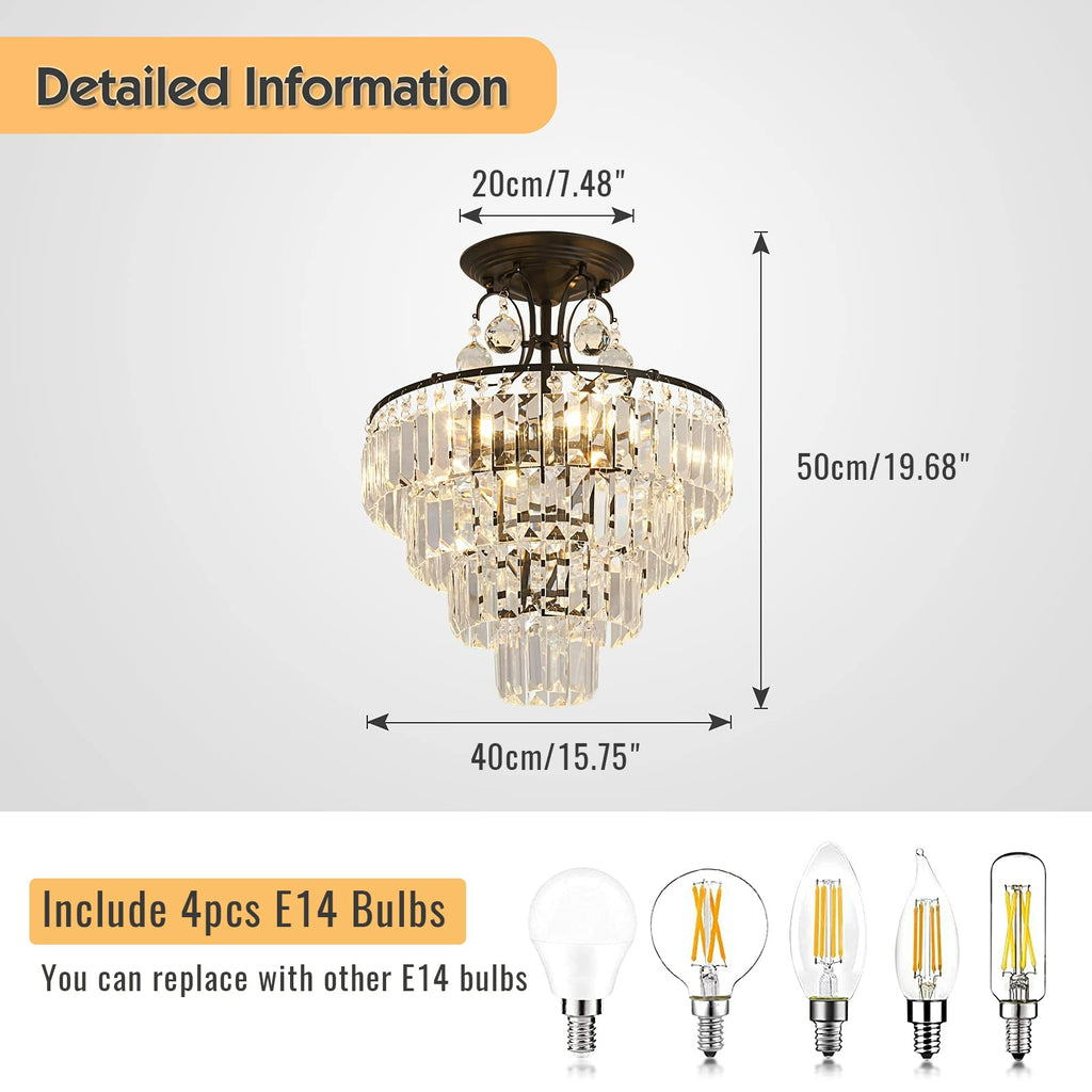 40x50cm 4 Lights Crystal Chandeliers 3 Colors