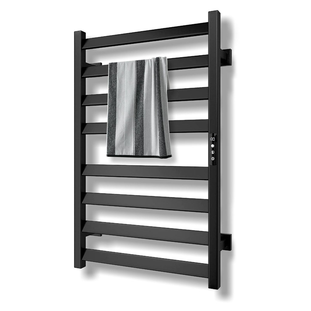 Heated Towel Rail, 6 Compartment Wall Mounted Bathroom Heated Towel Rail With Timer And LED Indicator