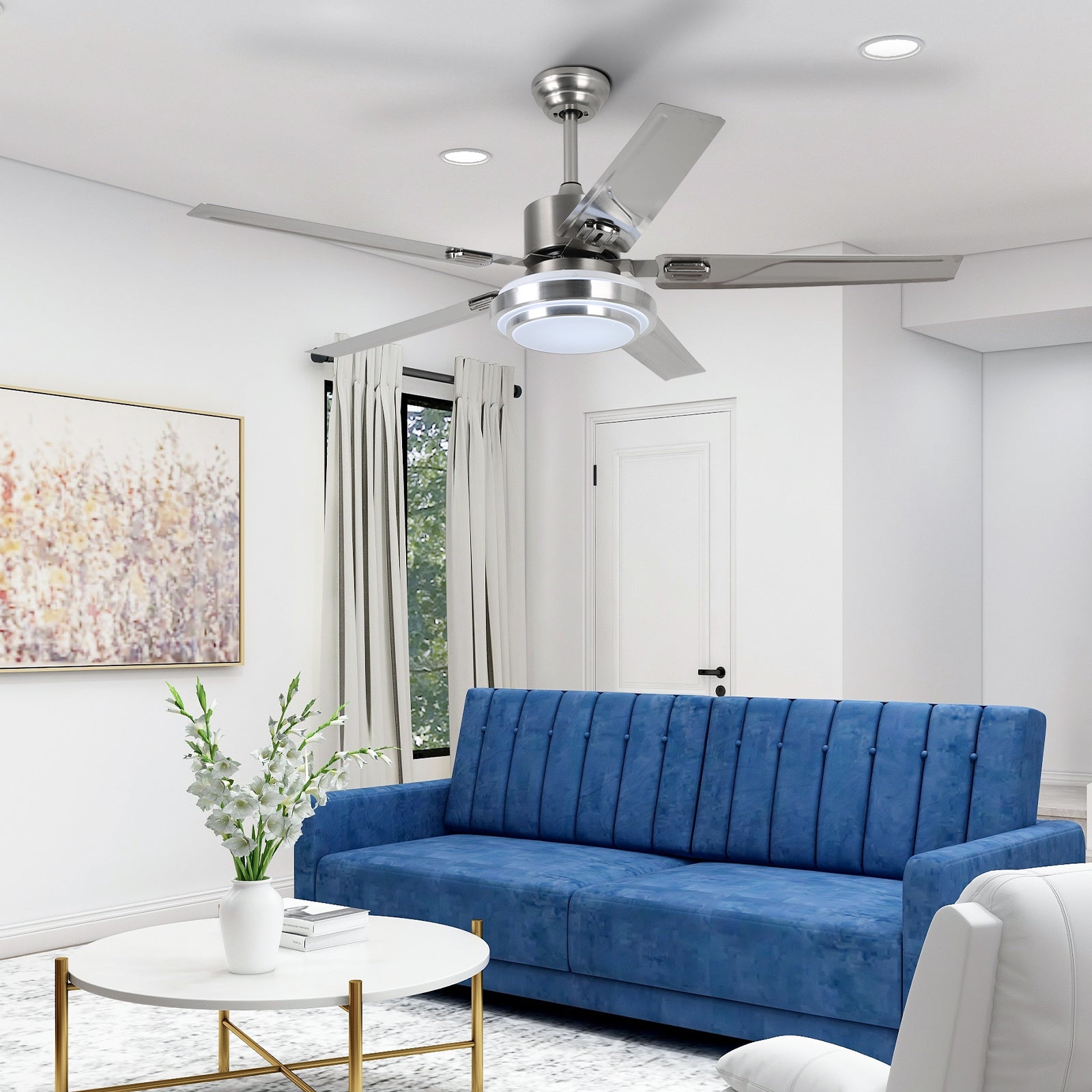52'' Modern Silver Ceiling Fan with Light & Remote Control by USOR - Australian Ceiling Fan Store