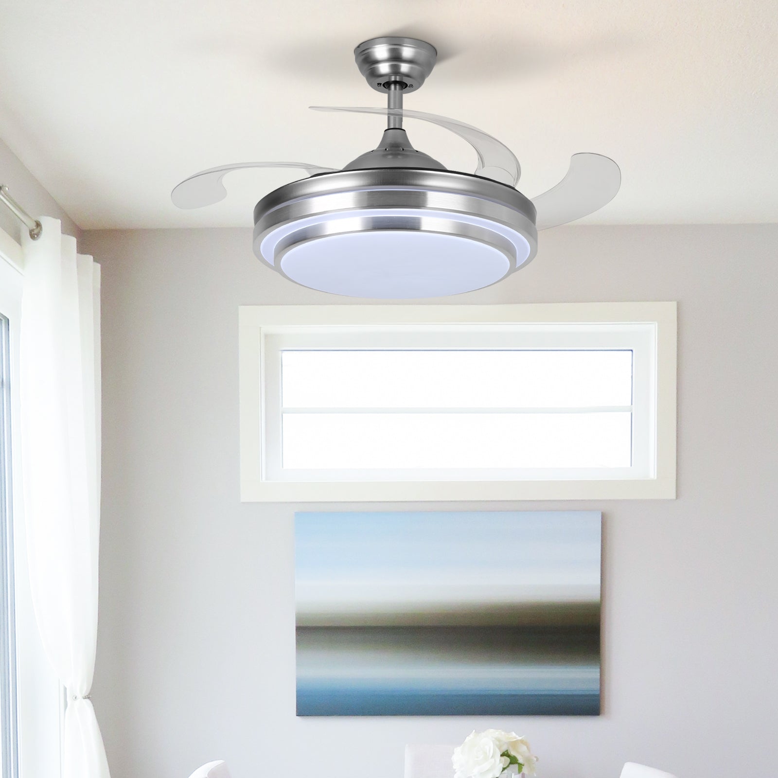 42'' Modern Silver Ceiling Fan with Light & Remote Control by USOR - Australian Ceiling Fan Store