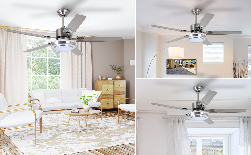 52'' Modern Silver Ceiling Fan with Light & Remote Control by USOR - Australian Ceiling Fan Store