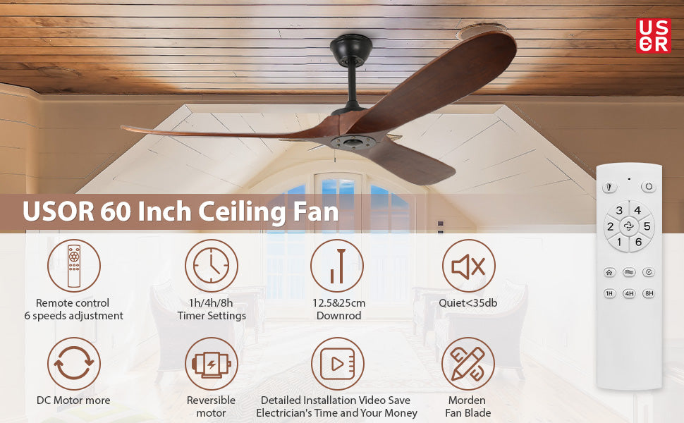 3 Wood Blades Ceiling Fan by USOR - Australian Chandelier Store
