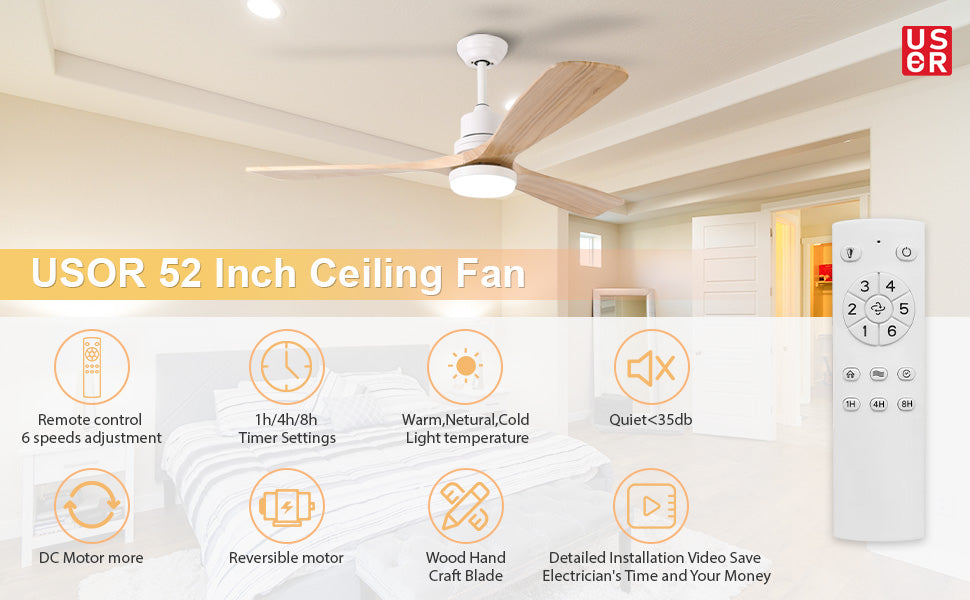 52'' Ceiling Fan with Lightby USOR - Australian Ceiling Fan Store