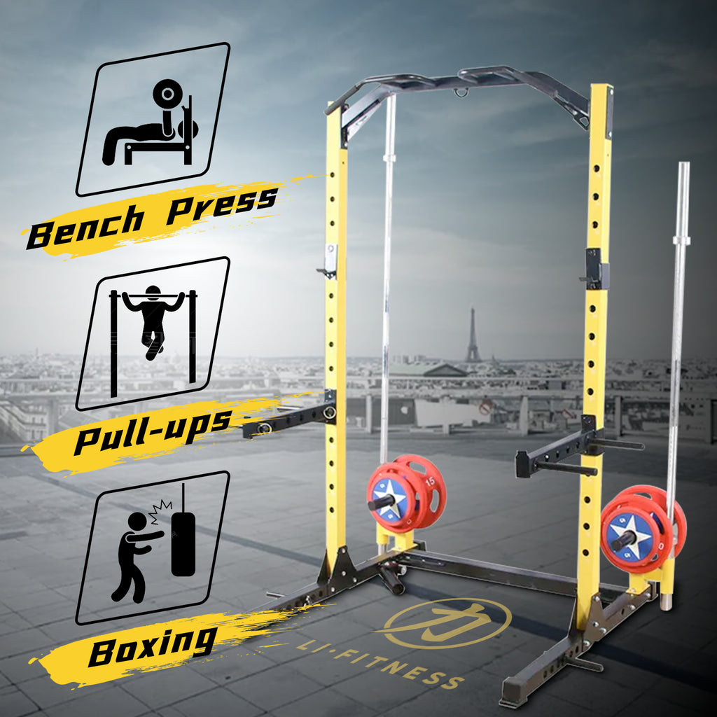 Multi-Function Adjustable Power Rack Exercise Squat Stand
