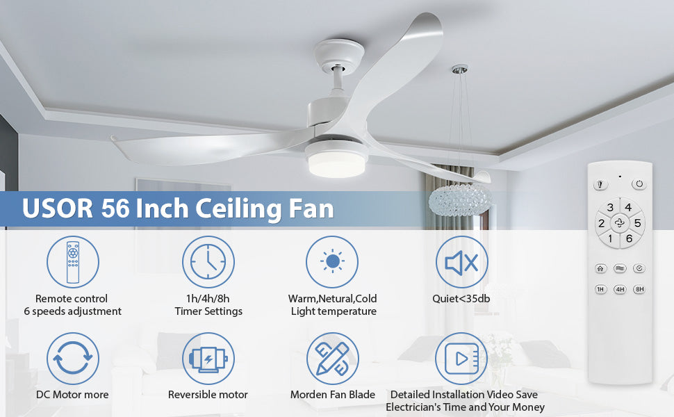 56'' Ceiling Fan with Light by USOR - Australian Chandelier Store