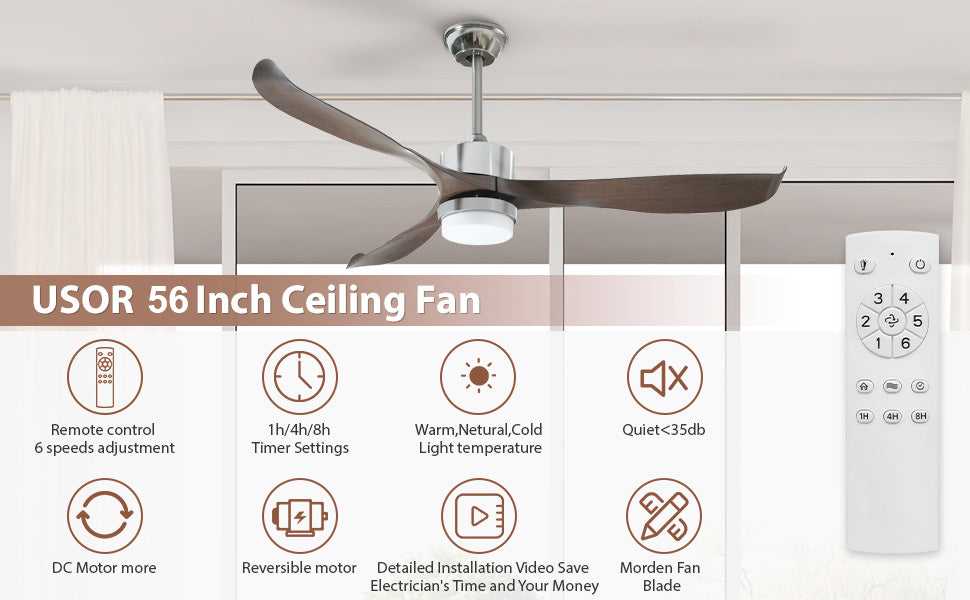 56" Ceiling Fan with Light by USOR - Australian Chandelier Store