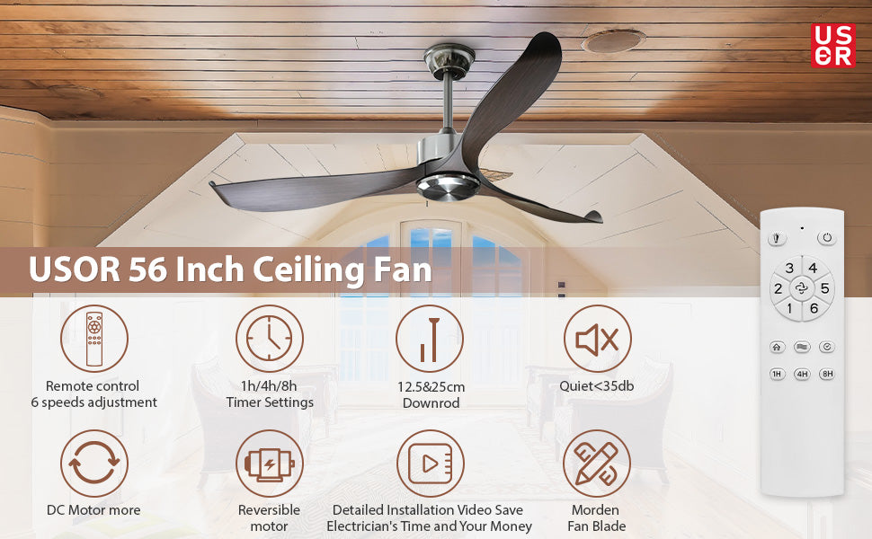 56"Silver&Brown Ceiling Fan by USOR - Australian Ceiling Fan Store