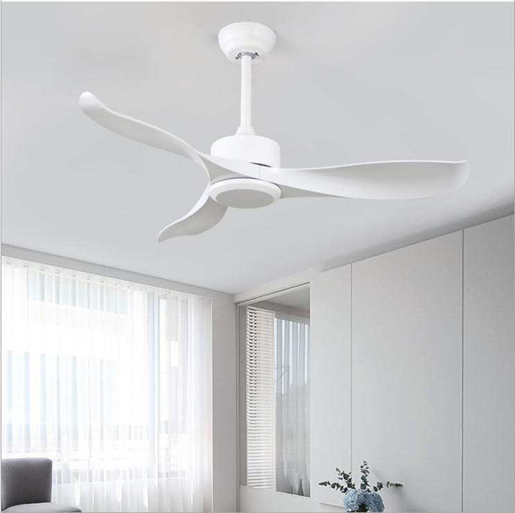 52'' Modern Pure White Ceiling Fan with Remote Control QIAOBIAN-3-P-2W-52-N