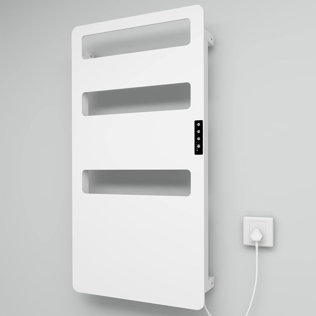 Electric heated towel rail, wall mounted towel warmer with timer, bathroom towel warmer